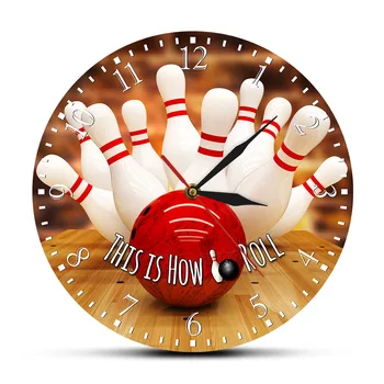 

This Is How I Roll Bowling Wall Clock Silent Non Ticking Bowling Ball and Pins Home Decor Modern Clock Wall Watch Bowlers Gift