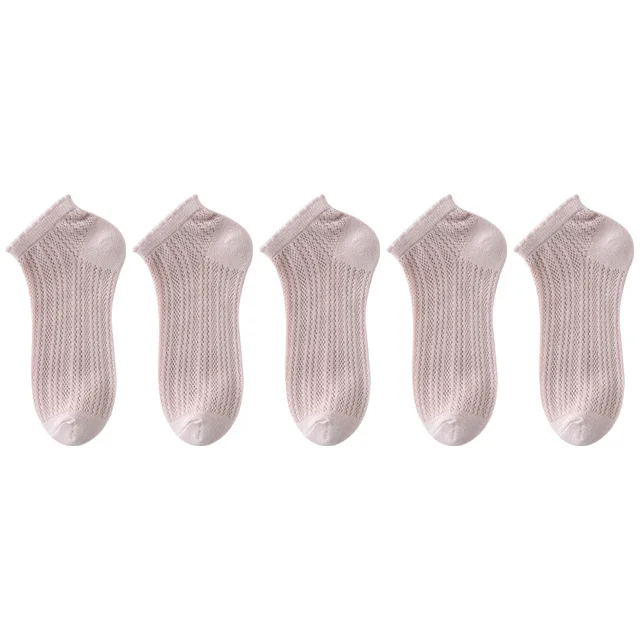 5Pairs/Set Women Cotton Short Socks Summer Thin Mesh Low Cut Soft Breathable Solid Color No Show High Quality Female Ankle Socks cashmere socks women Women's Socks