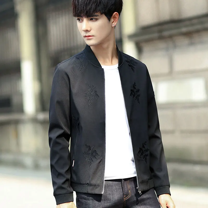 

2019 New Style Korean-style Casual Men Slim Fit Spring And Autumn Embroidered Jacket Men's Teenager Coat Students Coat