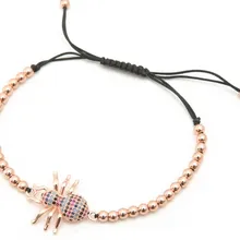 Золото серебро микро pave cz Кубического циркония веревка отрегулированный браслет из медного бисера cg76 очарование плетеные браслеты для женщин