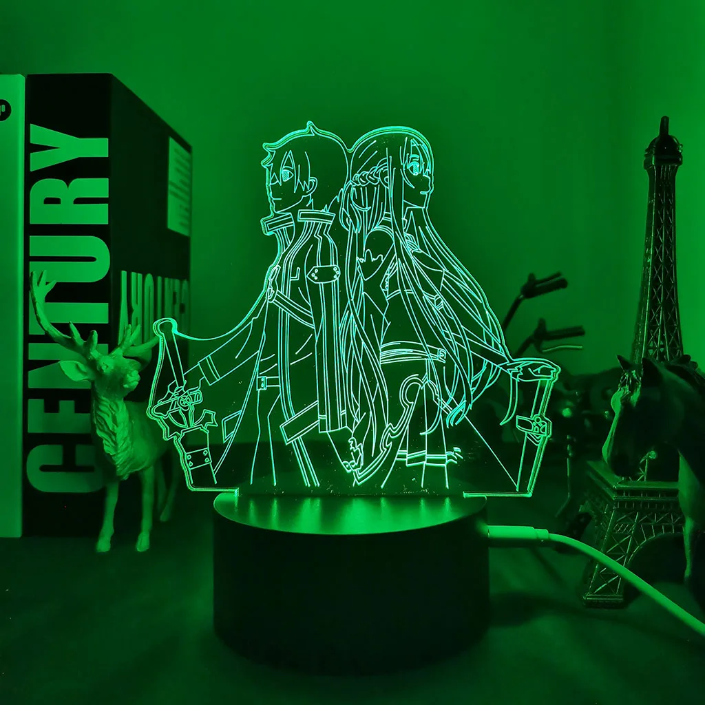 night stand lamps Anime Sword Art Online Figure 3d Led Night Light for Bedroom Decor Nightlight Birthday Gift Table Room Lamp Manga SAO 3d night light