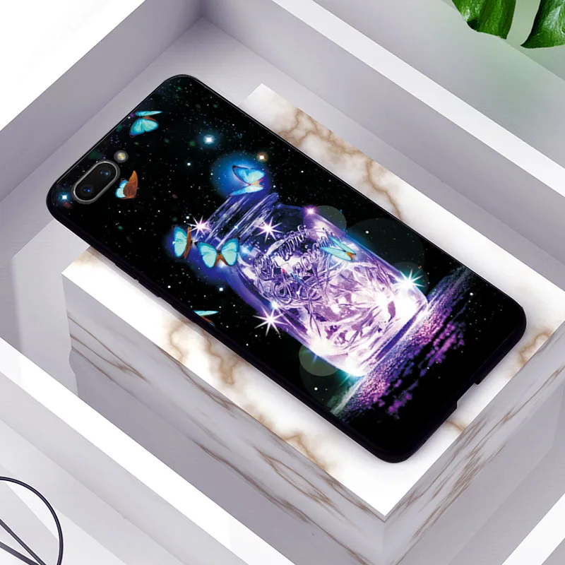 TPUBLK616 Чехол-бабочка для OPPO A5 A3S A7 AX7 чехлы с красивым цветком черные чехлы из ТПУ для OPPO K1 RX17 Neo чехол для телефона R17 Neo Coque - Цвет: TPUBLK616