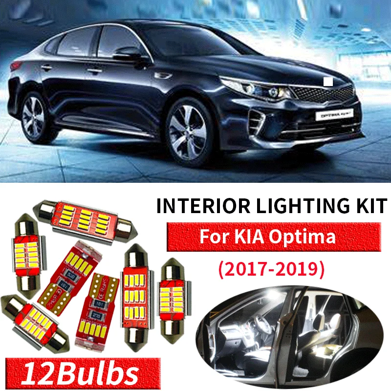 12X белые светодиодные с Canbus Автомобильный интерьер комплект ламп для- Kia Optima led интерьер КУПОЛ багажника огни