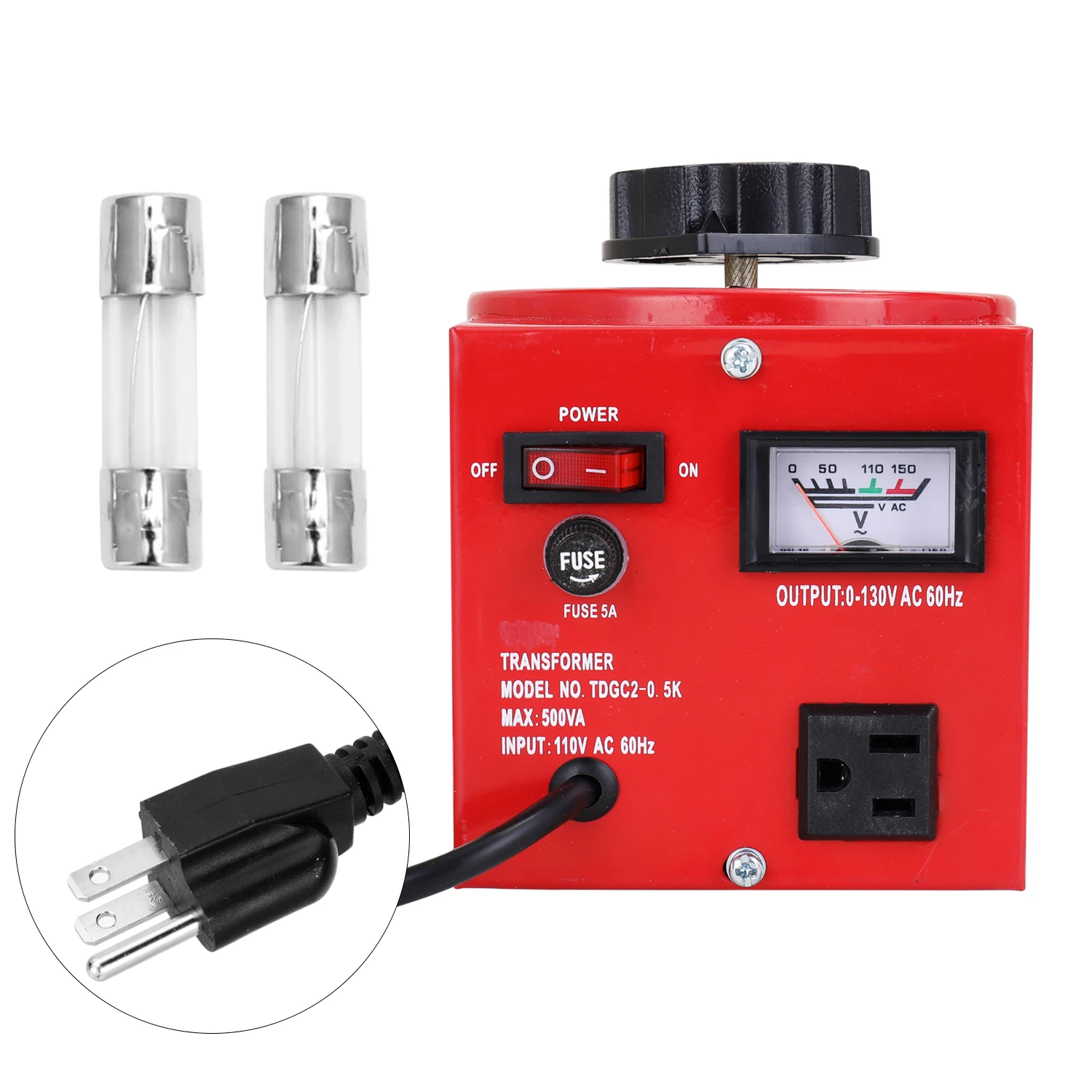 

Output 0-130V Single Phase Manual Regulator 110V Input Digital Display Variac Contact Voltage Regulator Red Transformer