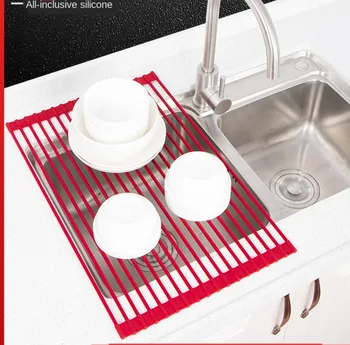 

Space-saving sink draining rack foldable silicone water filter basket tank rack not easy to rust kitchen bowl vegetable rack non