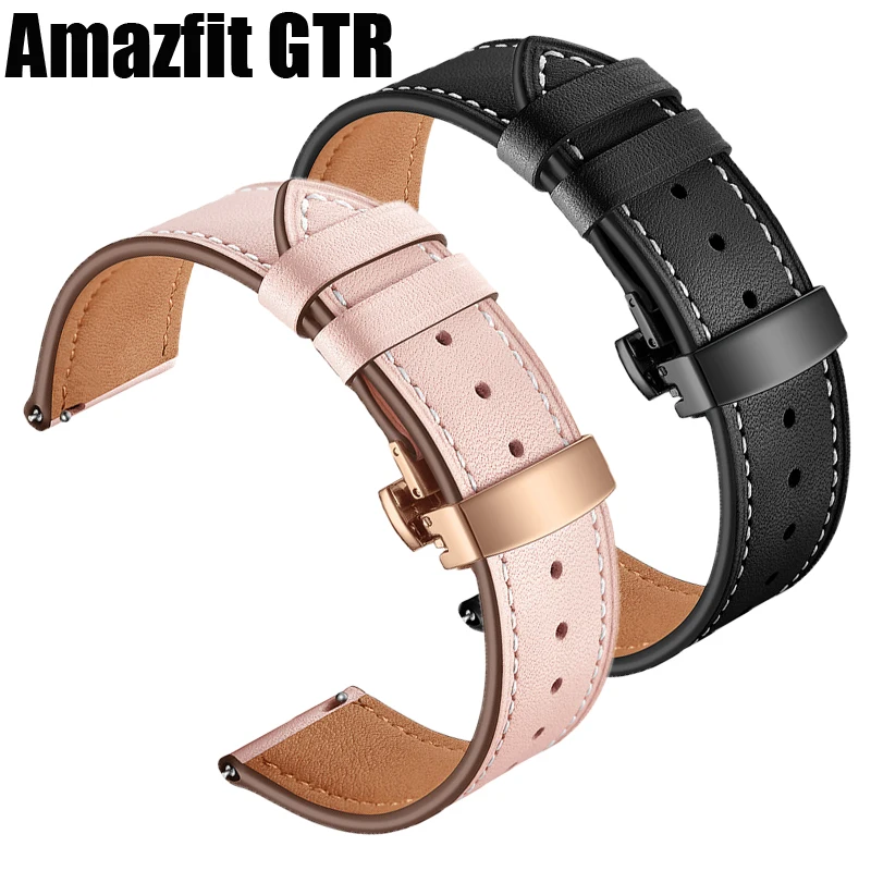 Кожаный ремешок для часов xiaomi Huami amazfit GTR 42 мм 47 смарт-часов браслет 20 22 с