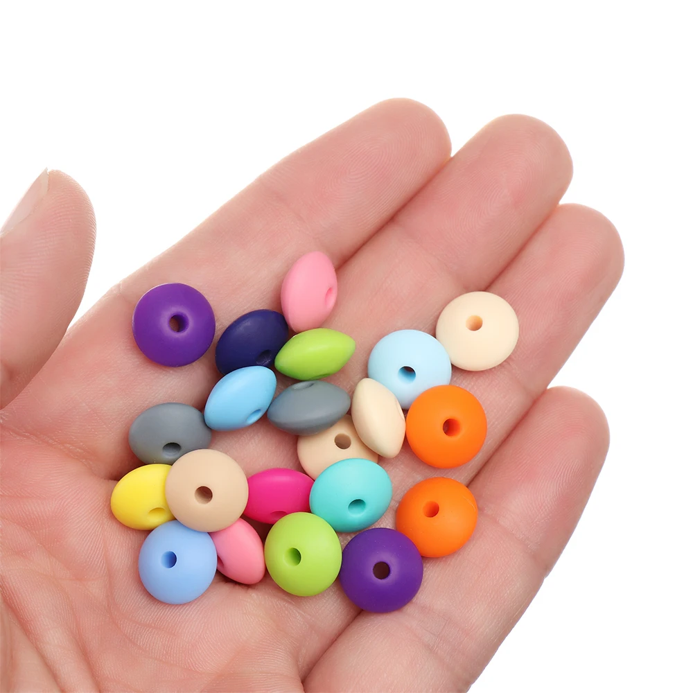 10 шт Детские игрушки для прорезывания зубов 12 мм Силиконовые Бусины чечевица для Сделай Сам грызунок BPA-free Силиконовые бусы ручной работы для прорезывания зубов ожерелье браслет