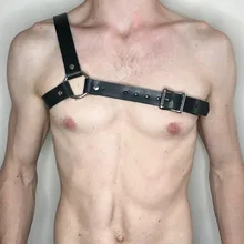 Гей БДСМ панк готический жгут мужское белье пояс из искусственной кожи Регулируемый Rave бюстгальтер на одно плечо костюм бандаж сексуальный ночной клуб ремни