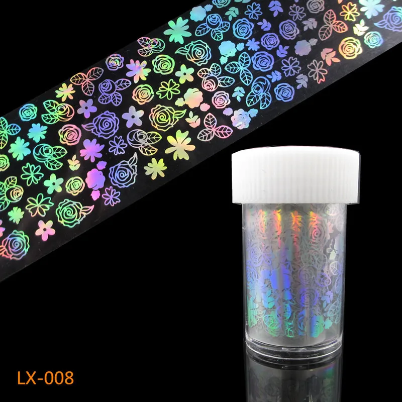 Color4 4*100 см/рулон Голографическая фольга для ногтей пламя Одуванчик панда бамбук голографическая переводная наклейка для нейл-арта водная горка наклейки для нейл-арта - Цвет: Color4