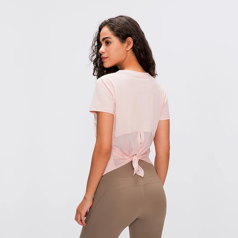 Raibaallu Spring and summer new style yoga short sleeve T-shirt female fitness running fashion quick dry  fitness pants  vest