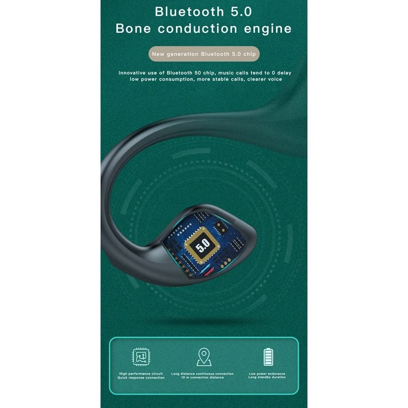 G100 Concept Bluetooth Headset for Bone Conduction Sports Wireless Bluetooth 5 1 Black Science and Technology