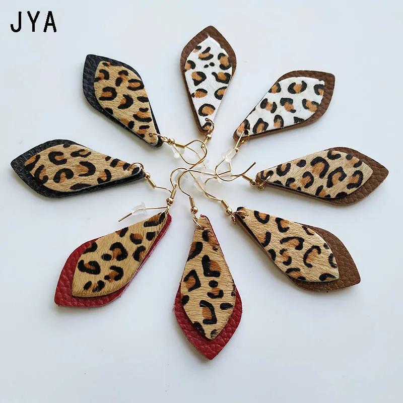 JYA двухслойные серьги из натуральной кожи с леопардовым принтом модные ювелирные