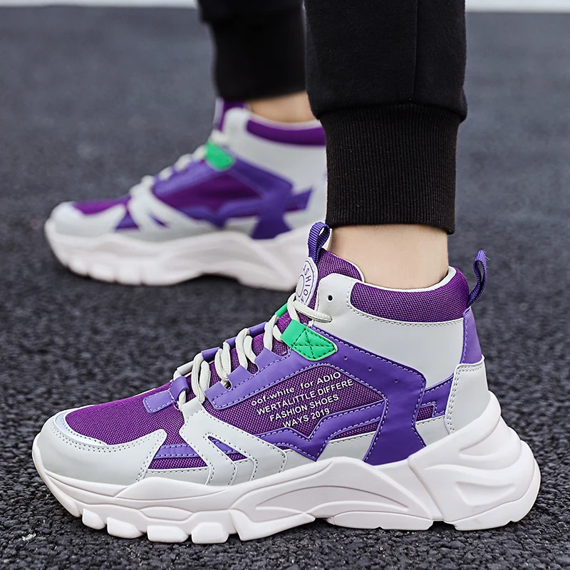 Rice purple Новинка, весна-осень, мужские кроссовки для бега, для улицы, удобные мужские кроссовки, мужские вулканизированные кроссовки - Цвет: Rice purple