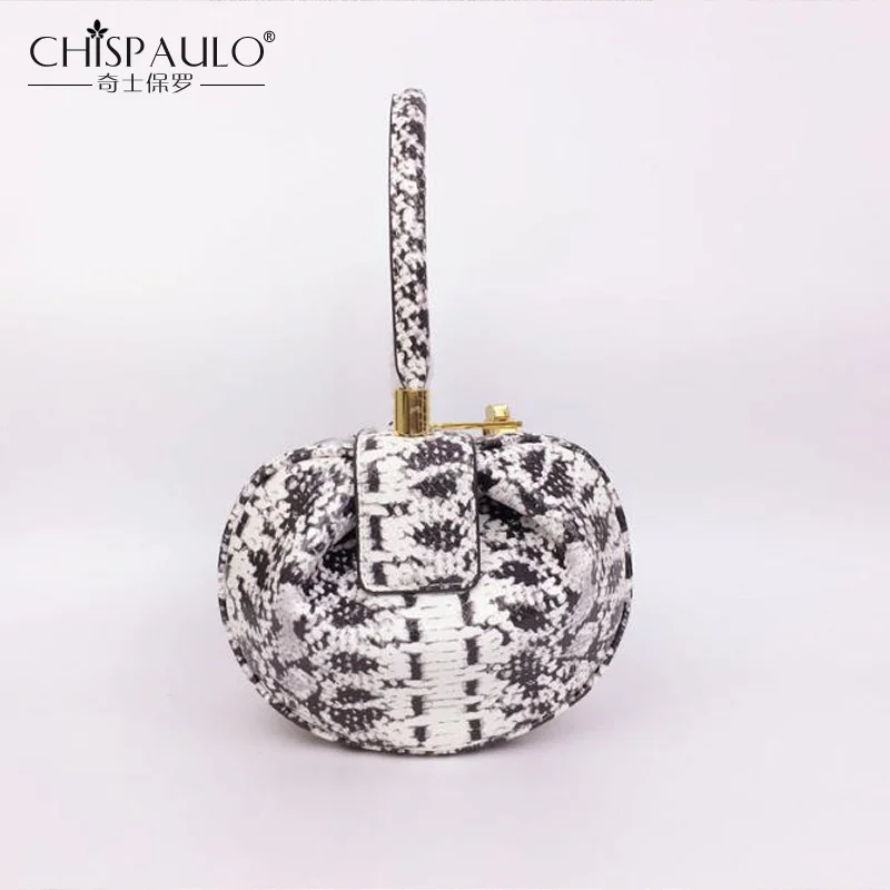 

2019 Bag Vintage Elegant Pillow Boston Bag Sanke Python Handbag Genuine Leather Clutch Evening Wrist Bag Women Female Niche Chic
