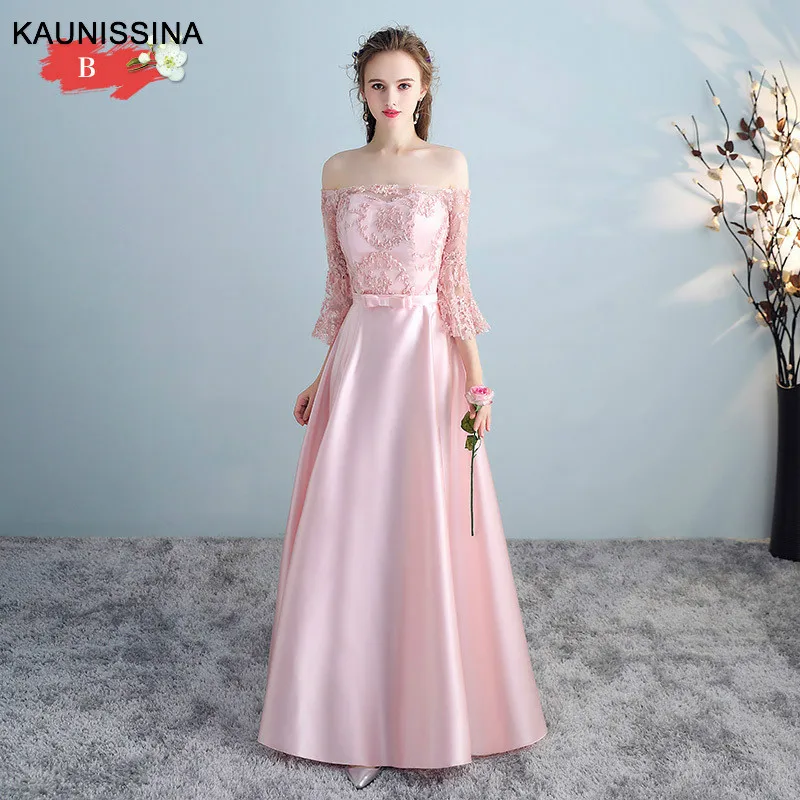 KAUNISSINA, длинные платья для подружек невесты, платья для выпускного, трапециевидные атласные аппликации, свадебные халаты, женское свадебное платье для гостей, Vestido