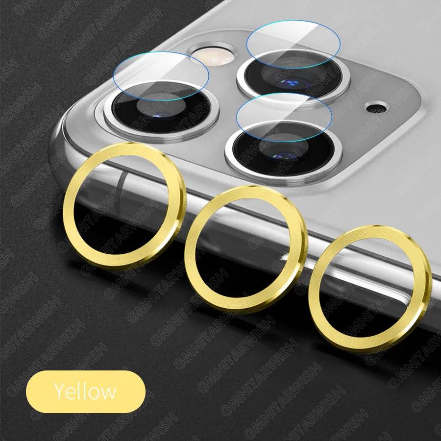 Для iPhone 11 Pro Max защита для камеры объектив из закаленного стекла+ металлический задний чехол для объектива для iPhone XS Max X 8 7 Plus стеклянный чехол - Цвет: Yellow