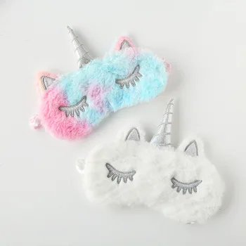 

Hot Unicorn Plush Eye Cover Sleep Eye Mask Kids Sleeping Mask Cartoon 3D Silk Travel Eye Band Shade Rest Eyepatch Eye Blindfolds