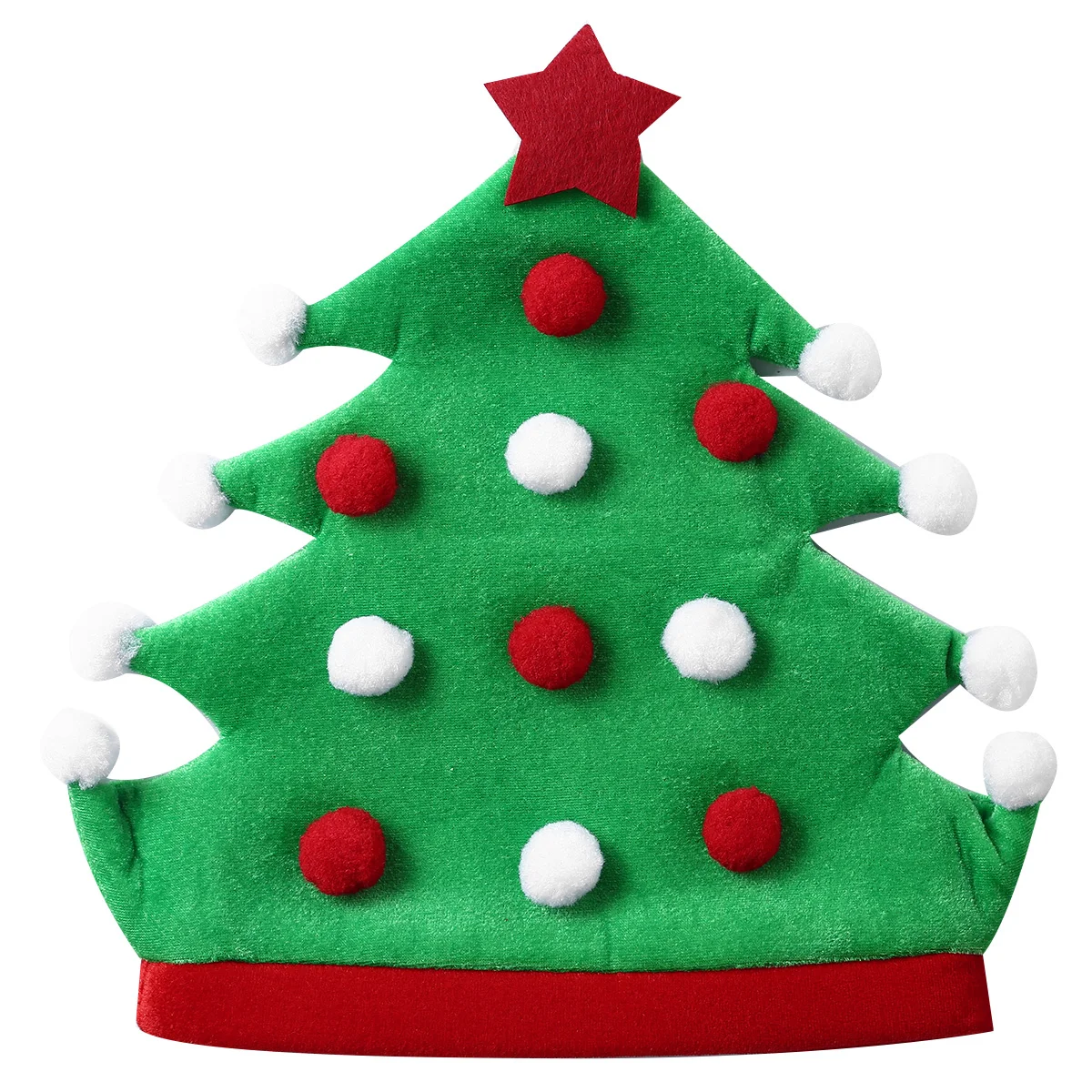 Adults Velvet Christmas Tree Hat Soft Pom Trim Santa Cap For Xmas Theme Decor Prop Novelty Funny Party Headwear | Дом и сад