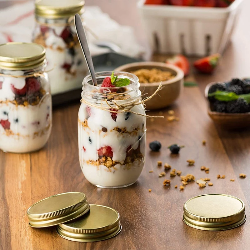 24 пачки Mason Jar крышки обычный рот герметичность безопасный Mason хранения Твердые крышки(золото