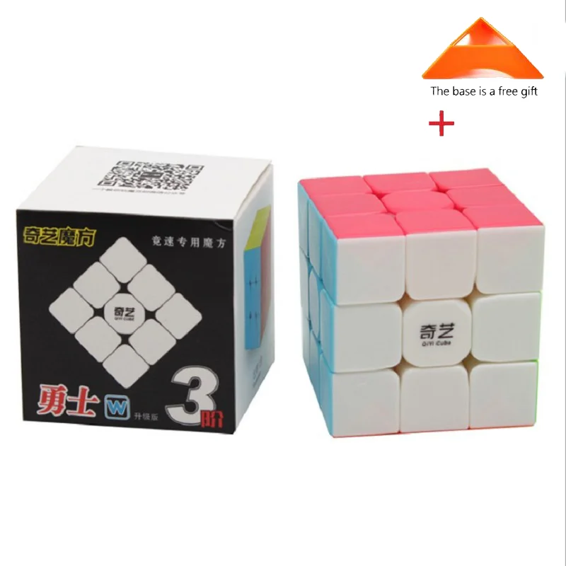 Qiyi Warrior W 3x3x3 скоростной кубик без наклеек Профессиональный волшебный кубик Пазлы красочные Развивающие игрушки для детей красный куб - Цвет: 1