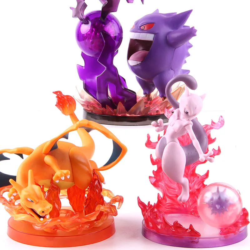 Аниме мультфильм монстр Mewtwo Gengar Charizard Фигурки ПВХ Acrion фигурка Коллекционная модель игрушки