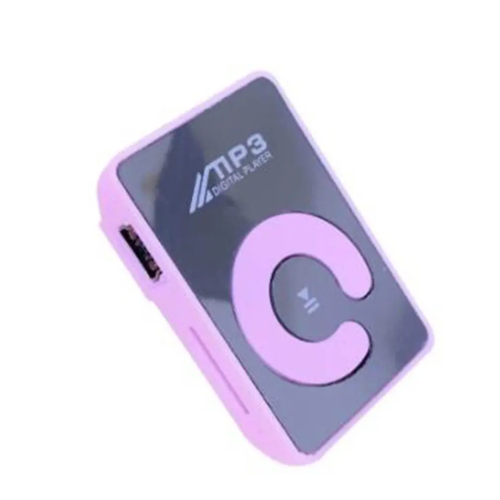 Портативный мини зеркало клип MP3 плеер музыкальный медиа поддержка Micro SD TF карта Мода Hifi MP3 для спорта на открытом воздухе - Цвет: Розовый