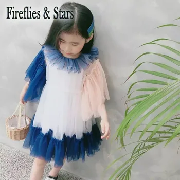 

Summer girls tutu dress baby 2 pcs set dress + vest tee kids fashion suit children streetwear mesh ruffle sleeve 4 to 14 yrs