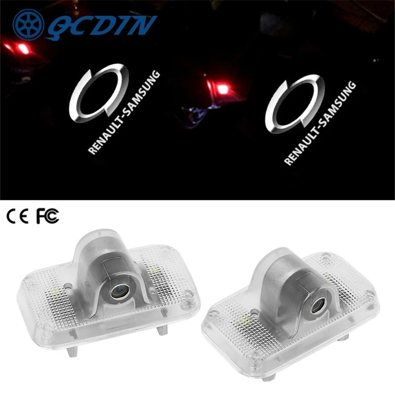 

QCDIN for Renault Samsung HD LED Car Door Lights Logo Projector Light Welcome Lights SM7 SM5 QM5