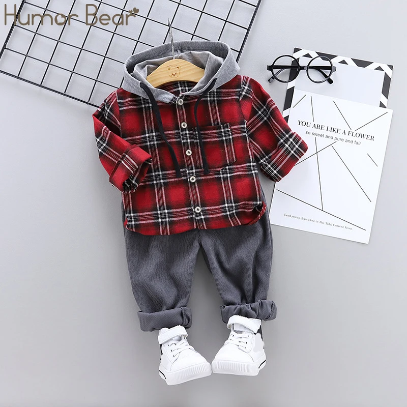Humor Bear/осенне-зимний костюм для путешествий для мальчиков пальто с капюшоном+ длинные штаны детский спортивный комплект из 2 предметов, зимняя повседневная детская одежда