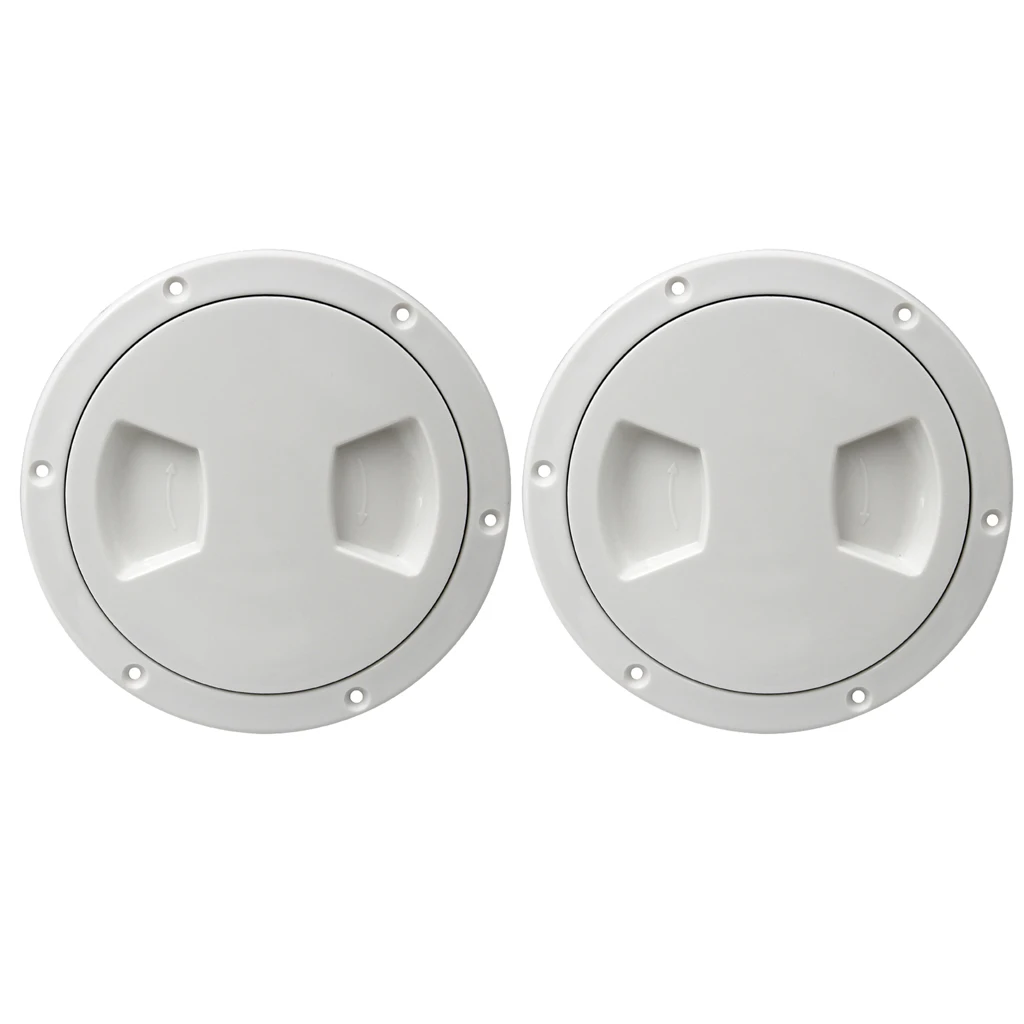 2pcs RV Boat Round Non Slip Inspection Hatch Marine Deck Plate Access, Plastic, White, 5-1/2 Inch