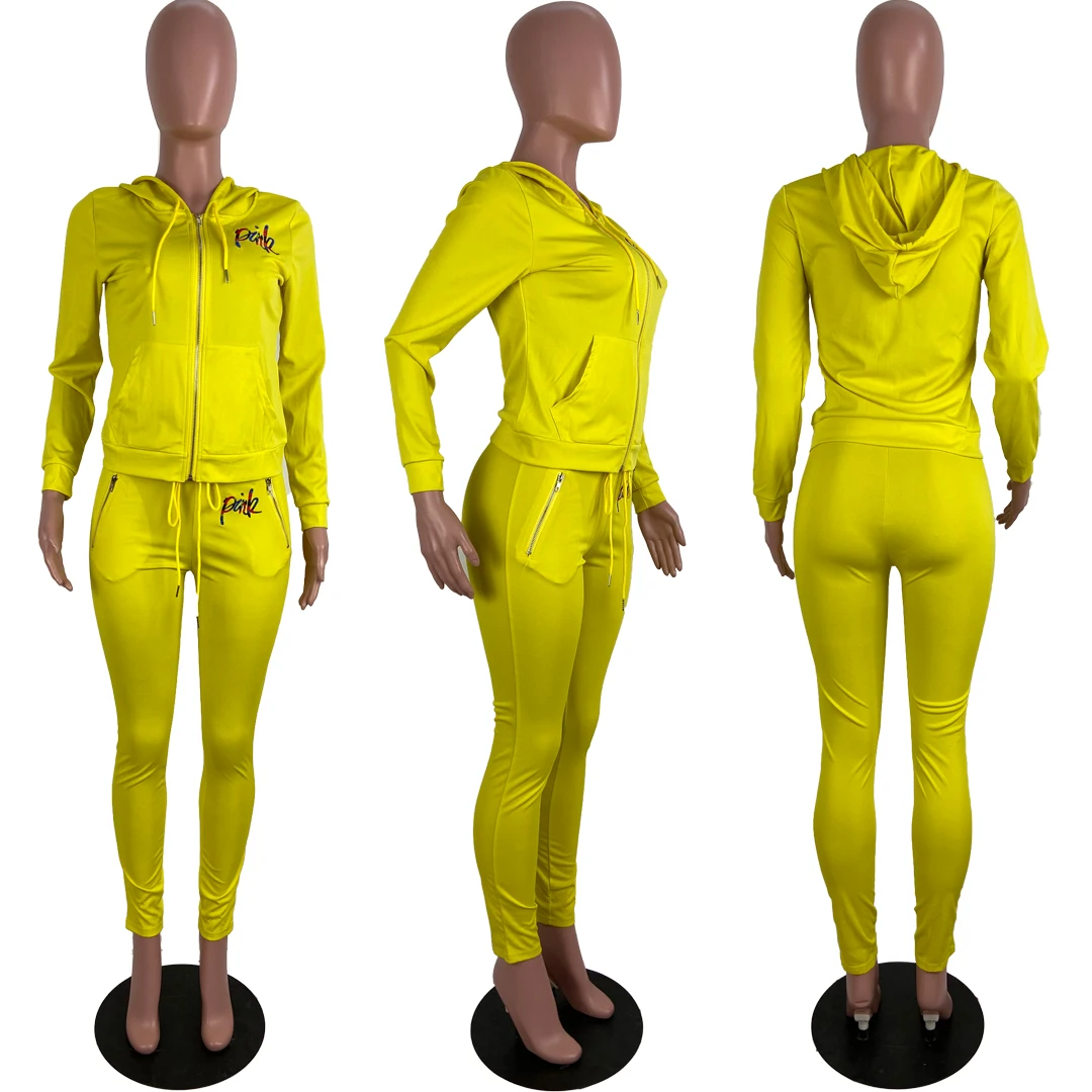 Fatos de Treino Topos + Jogger Nova Letra Rosa Imprimir Feminino 2 Peça Conjunto Outono Rua Hoodies Ternos Casuais 2pcs Roupas Sweatsuits 14 topos + jogger conjunto ternos casuais 2pcs roupas sweatsuits