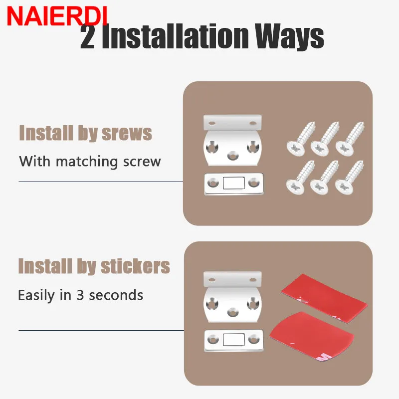 NAIERDI 1/2/4/8 Sets Neodymium Magnets Cabinet Catches Magnetic Furniture Door Stop Strong Powerful Drawer Latch Cabinet Catch