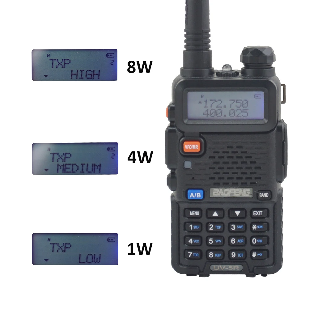 

Baofeng Walkie Talkie UV-5R 8W VHF UHF Dual band FM Portable Two way radio 128CH with earpiece