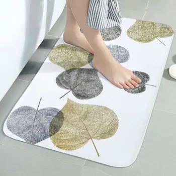 

Water Absorption Pad Delicate Door Mat Soft Simple Floor Mat Leaf Shaped Cushion Creative Ground Mat for Home Bathroom 75x45cm