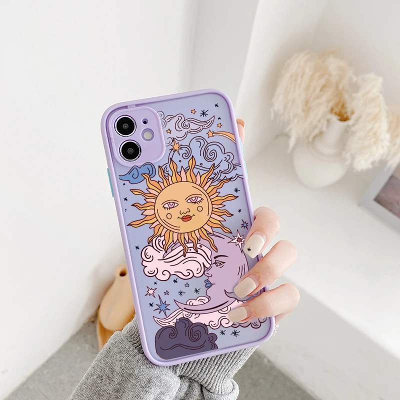 JAMULAR Funny Sun Moon Face Shockproof Phone Case For iPhone 11 Pro 7 XS MAX X XR SE 2020 8 Plus Soft TPU Matte Candy Back Cover JAMULAR Funny Sun Moon Face Shockproof Phone Case For iPhone 11 Pro 7 XS MAX X XR SE 2020 8 Plus Soft TPU Matte Candy Back Cover