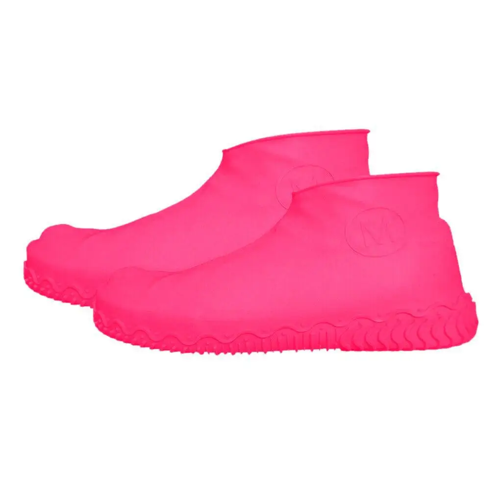 Перерабатываемый многоразовый силикон Overshoes дождь водостойкий износостойкий бахилы дождливые дни Защита Крышки ботинок 10 цветов F1 - Цвет: PK