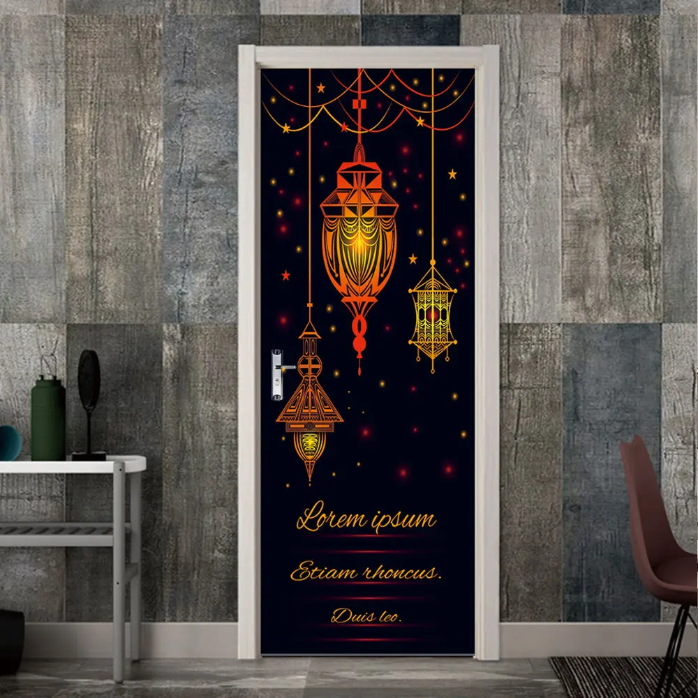 Прямая поставка MMT008 Happy Eid Mubarak мусульманские наклейки на дверь съемные водонепроницаемые настенные наклейки для спальни гостиной DIY обои