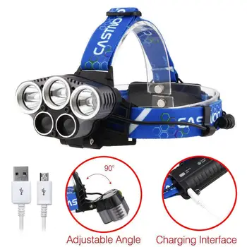 

5000LM CASTNOO X- T6 5LED Rechargeable Nightlight + USB Cable 18650 Battery