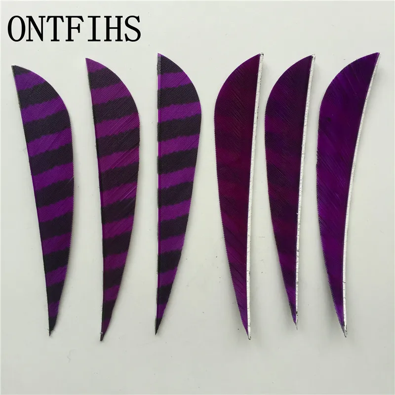 

36pcs ONTFIHS 4 Inches Arrow Feathers Water Drop Archery Accessories Hunting Shooting Fletching Turkey Plumes Striped