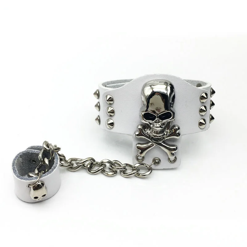 Винтажный хип-хоп рок-н-ролл crazy skeleton заклепки кожаный ремешок браслет музыка тяжелого металла панк ювелирные изделия
