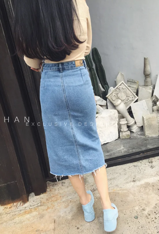 Denim Skirts European Style Jean Streetwear Blue Female Skirts