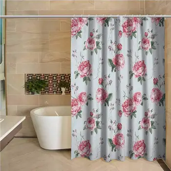 

Rose 3D Printed Shower Curtain Blooming English Rose Watercolor Painting Style Garden Shabby Chic Wild Flowers Hotel Quality