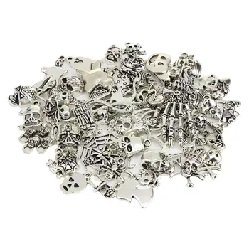 

Hallowmas Skull Skeleton Charms Mixed Silver Plated Halloween Mask Charms Pendan