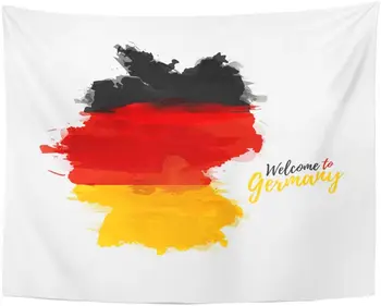 

Tapestry Berlin Symbol Germany Map of with The National Flag Style Watercolor Drawing German Abstract Tapestries Wall Hanging