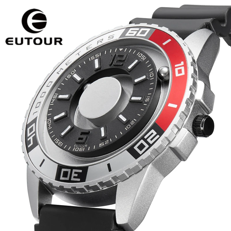 EUTOUR-Montre Pilote Magnétique Multifonctionnelle en Métal pour Homme, Montre à Quartz Étanche Simple, Bracelet en Acier Inoxydable, Mode dehors Originale