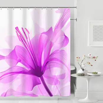 

MTMETY Elegant Flowers Pattern Shower Curtain Bathroom Shower Curtain Flower Print Durable Waterproof Bath Curtain Set