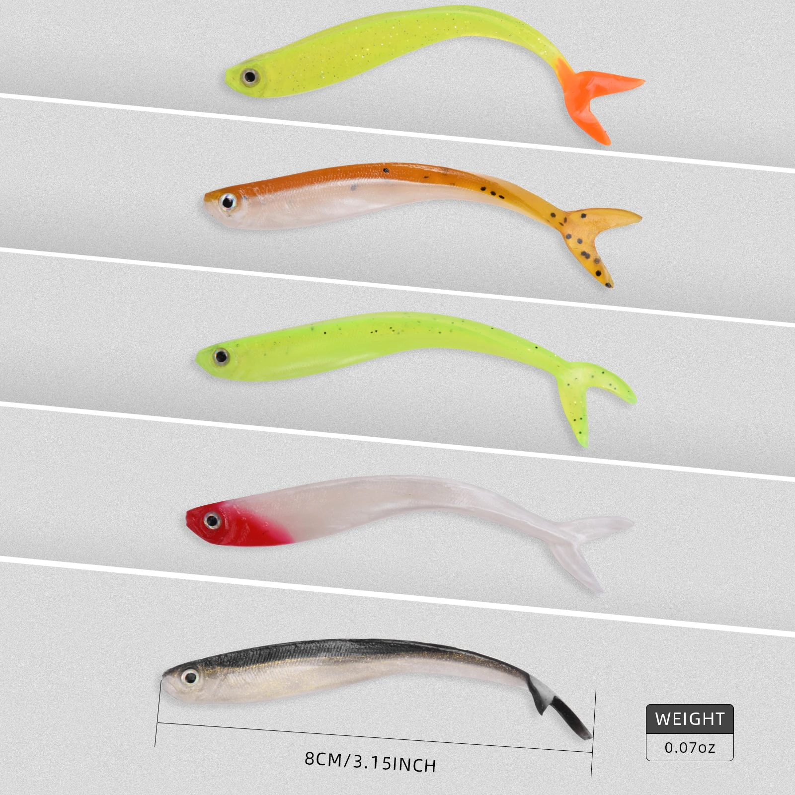 5/6pcs Fishing Soft Plastic Lures Fork Tail Silicone Bait 75mm 100mm 120mm  on Aliexpress