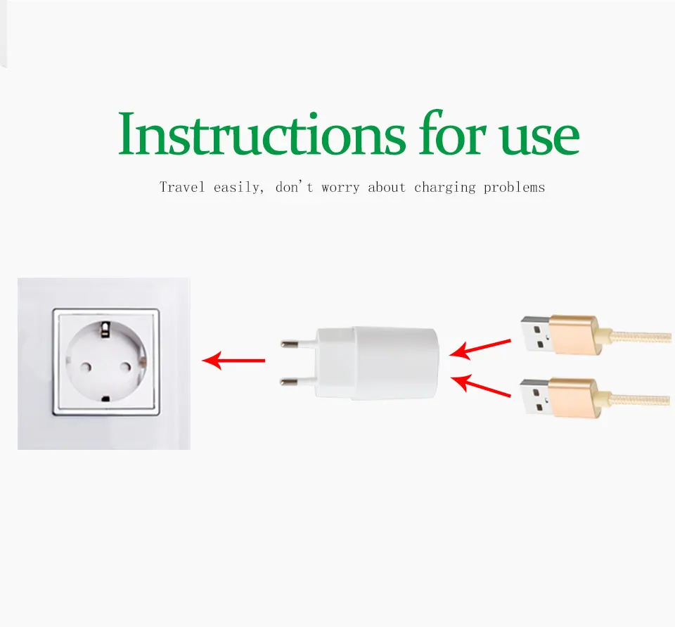 Европейская электрическая розетка, двойной USB интерфейс, сертификат безопасности, дорожный настенный адаптер, вилка 5V2. 4A, зарядное устройство для смартфонов, планшетов