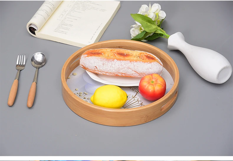 WSHYUFEI с цветной ручкой, прямоугольный поднос для чая из цельного дерева, поднос для кофе в отеле, поднос для закусок, поднос для домашней кухни, декоративный поднос для хранения