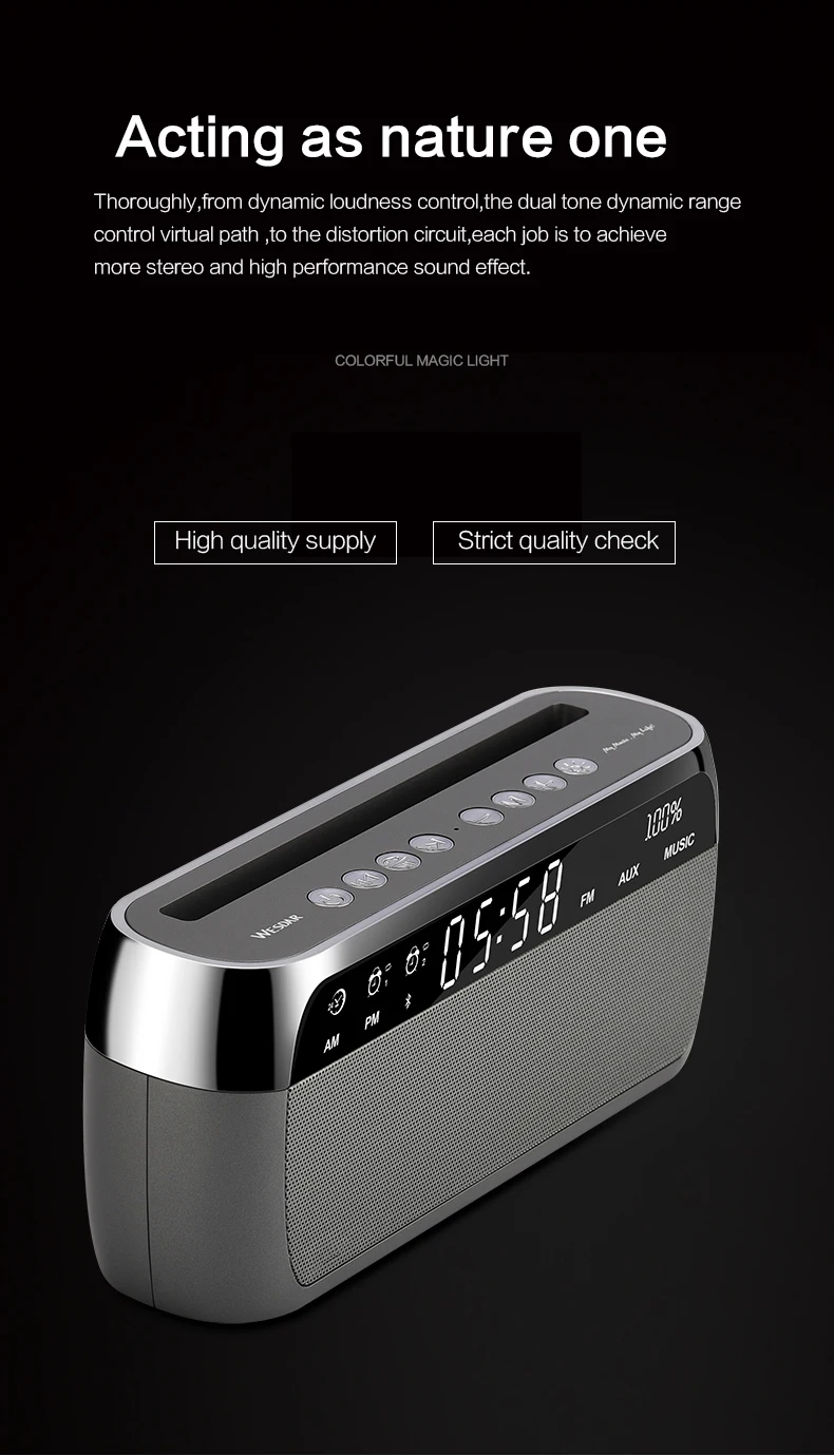 WESDAR K51 беспроводной bluetooth-динамик с сабвуфером и будильником